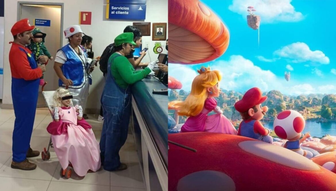 Familia mexicana se viralizó por disfrazarse para el estreno de Super Mario Bros