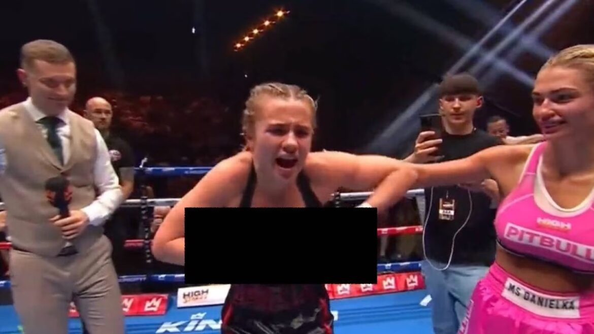 Boxeadora celebra su triunfo mostrando sus encantos en pleno cuadrilátero